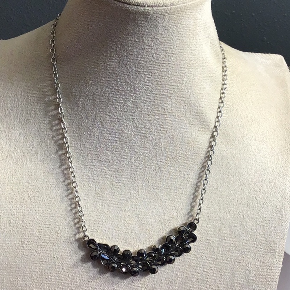 Black and Silver Faceted Bead Necklace